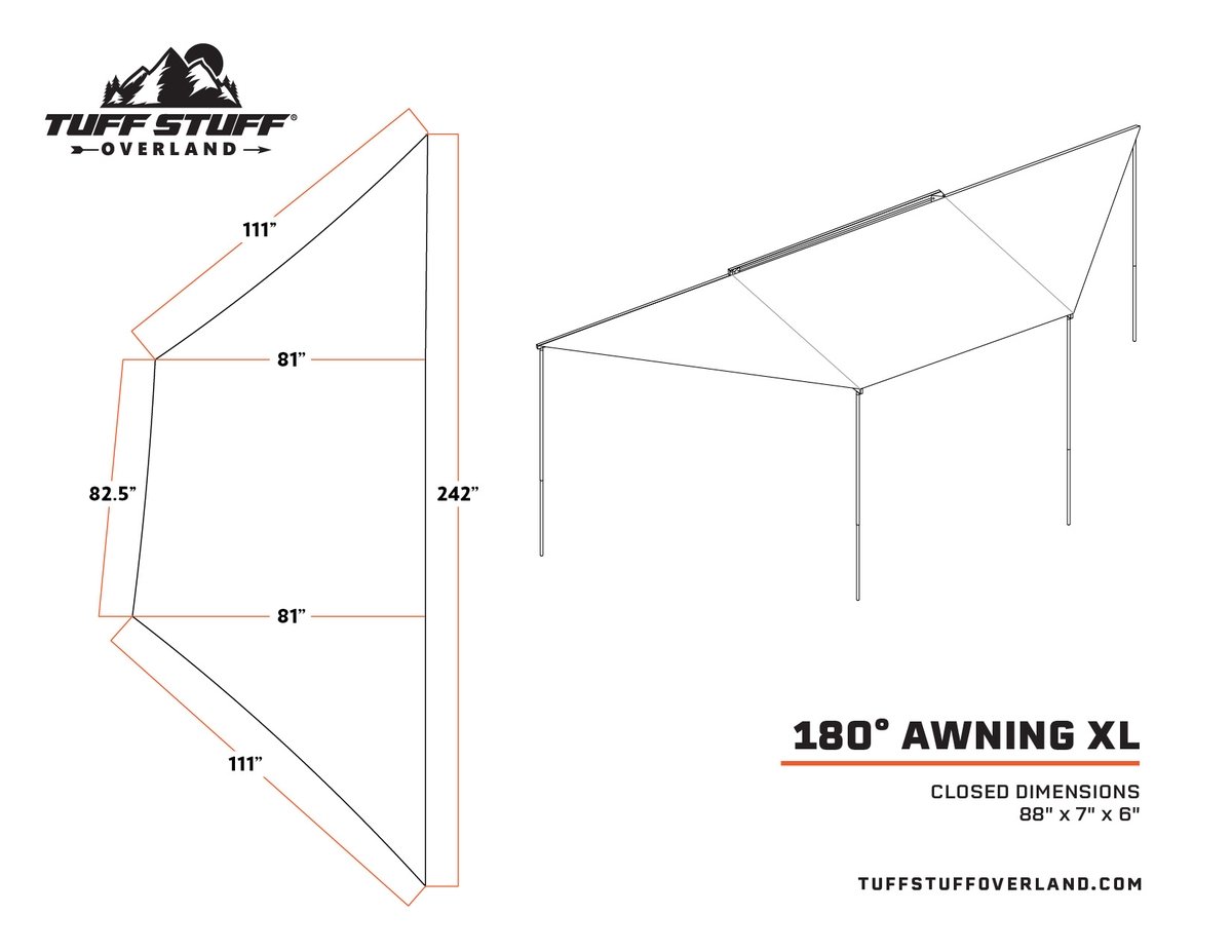 Tuff Stuff 180º Degree XL Awning - Tuff Stuff Overland - Awning