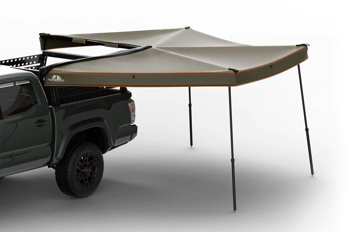 side tent 270 Degree Awning, Compact, Driver Side, C-Channel Aluminum, Olive, By Tuff Stuff Overland