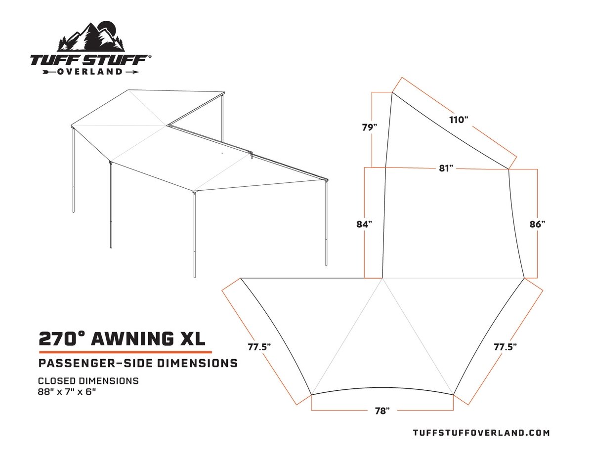 Tuff Stuff 270º Degree XL Awning (Passenger) - Tuff Stuff Overland - Awning