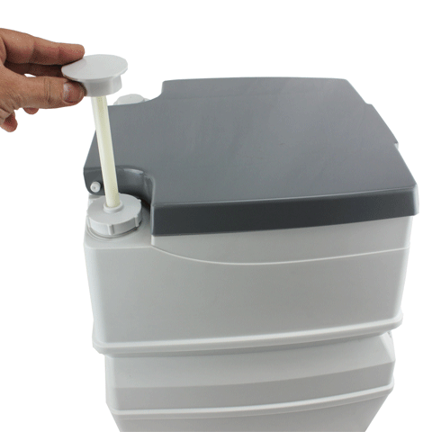 Water tank holds 2.6 Gallons Waste tank holds 4.8 Gallons