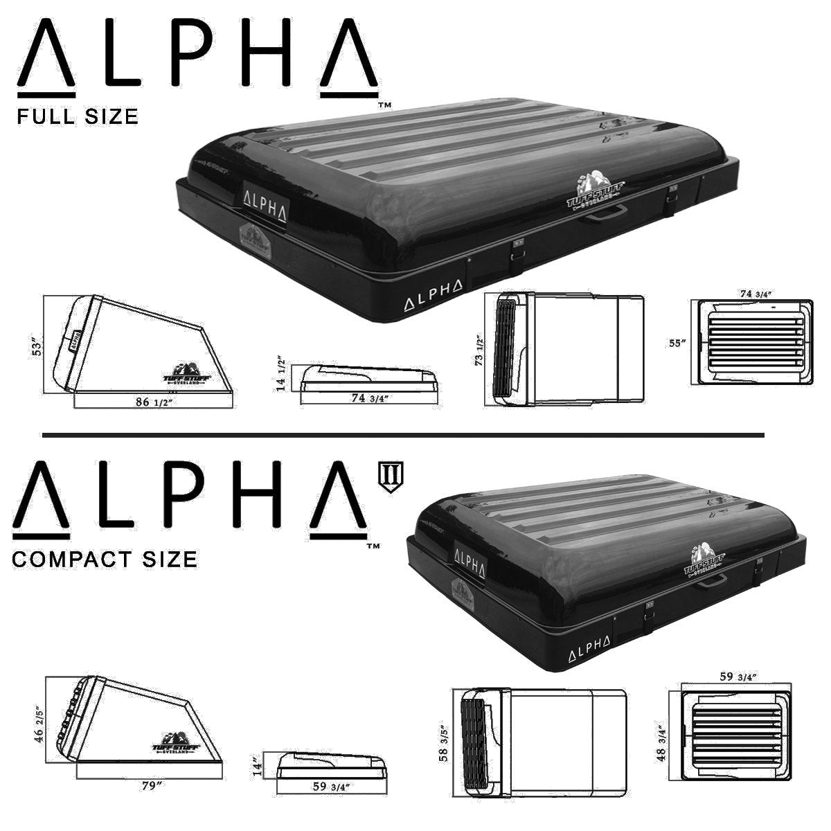 Tuff Stuff® ALPHA™ Hard Top Side Open Tent, Black, 4 Person - Tuff Stuff Overland - Roof Top Tent