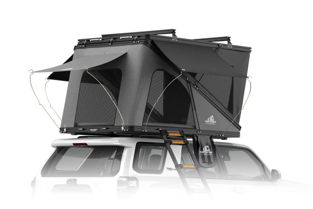 roof top tent for jeep Tuff Stuff Overland TS-1-1800BLK Alpine Fiftyone Aluminum Shell Roof Top Tent