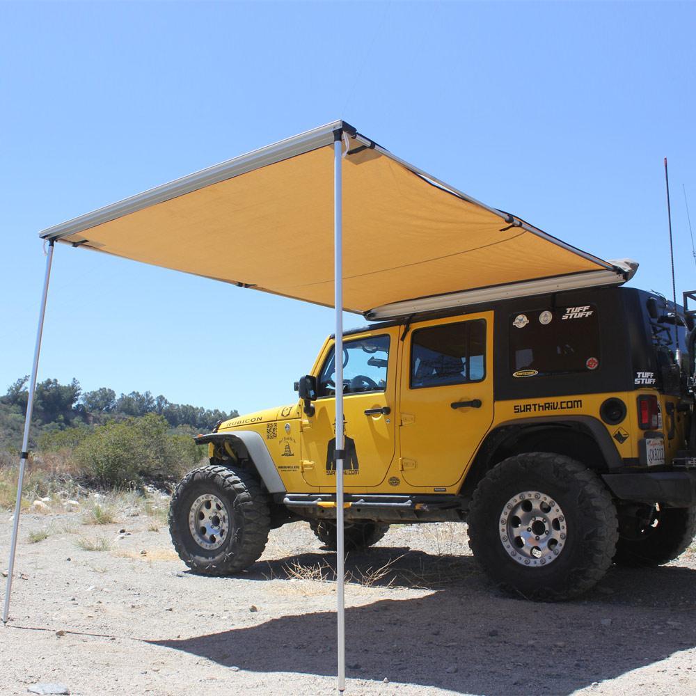 Manufactured from high quality waterproof 280G polyester/cotton (the best water-shedding material on the market) UV rated for sun protection Coated with polyurethane for maximum rain protection 4 qty support arms