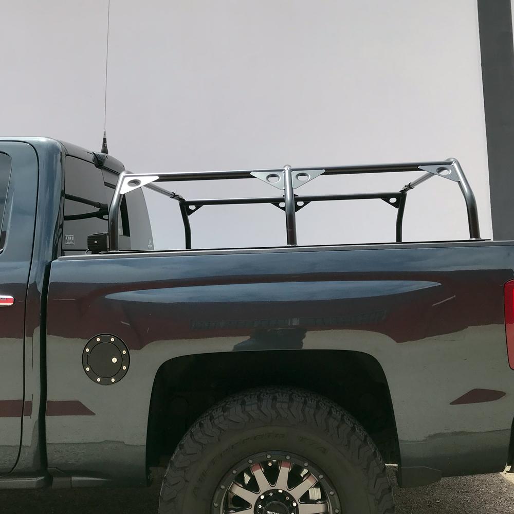 Dimensions L/W/H: 60 x 68 x 14.5 (max-width is 68 inches) Distance from bar to bar: 55.5 inches Capacity Static: 800 lbs Capacity Dynamic (Driving down the road): 650 lbs Powder-coated for a long-lasting finish and protection