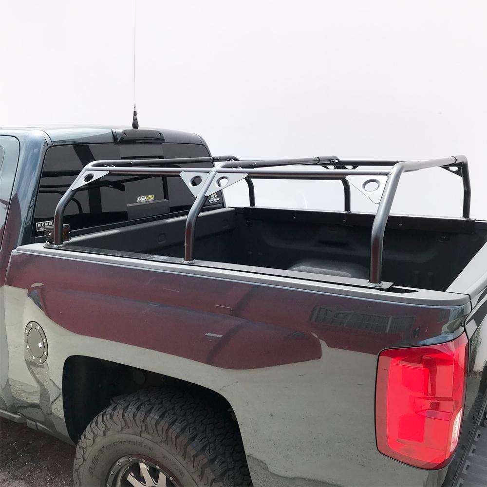 Dimensions L/W/H: 60 x 68 x 14.5 (max-width is 68 inches) Distance from bar to bar: 55.5 inches Capacity Static: 800 lbs Capacity Dynamic (Driving down the road): 650 lbs Powder-coated for a long-lasting finish and protection