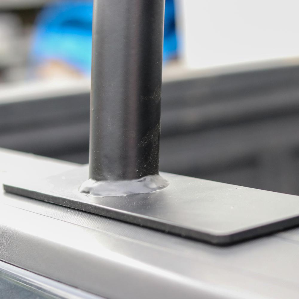 Dimensions L/W/H: 40.5 x 68 x 14.5 (max-width is 68 inches) Distance from bar to bar: 35 inches Capacity Static: 800 lbs Capacity Dynamic (Driving down the road): 450 lbs Powder-coated for a long-lasting finish and protection