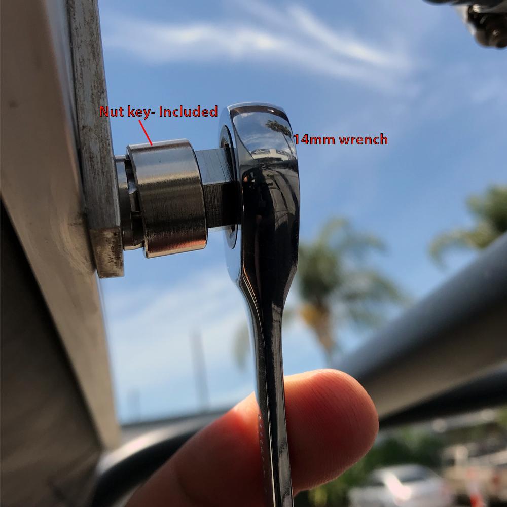 Secure your investment by installing our Tuff Stuff 6mm security nuts, made specifically for our roof mounted awning. The security nuts include 8X security nuts and 1X key to tighten or loosen the nuts at any time.