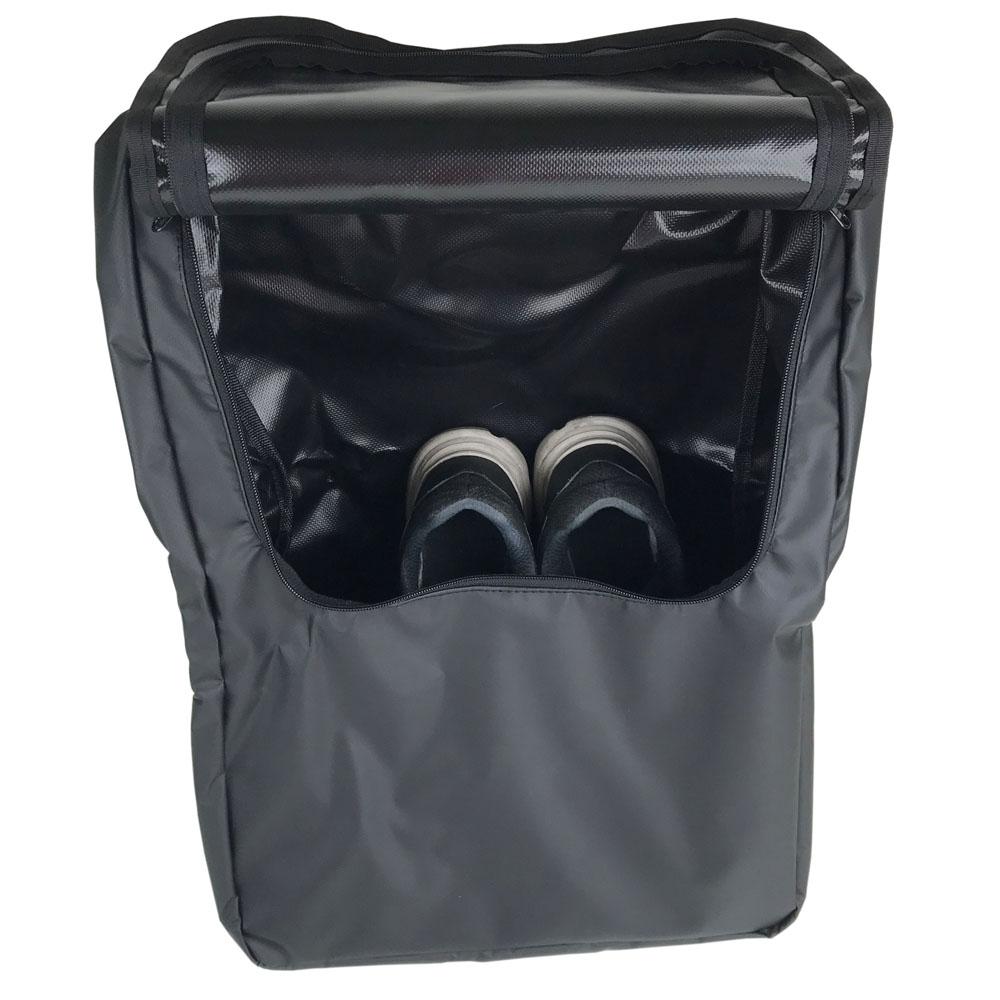 WATERPROOF PVC MATERIAL SLIDES IN AND HANGS NEXT TO THE LADDER EASILY FITS 2+ PAIRS OF SHOES PLUS A ROLL OF TOILET PAPER ZIPPER INCLUDED TO MITIGATE MOISTURE GETTING IN