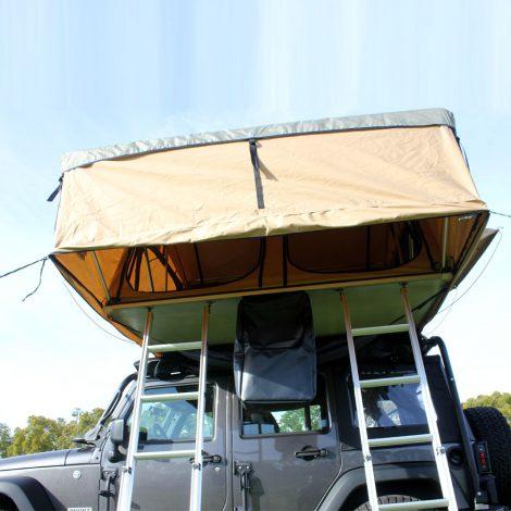 The Tuff Stuff® "Elite" Roof Top Tent, 5 Person comes with 2 retractable ladders.